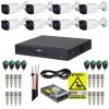 Kit supraveghere Dahua 8 camere 8MP 4K IR 40m, DVR 8 canale 8MP 4K Functii AI, accesorii + Autocolant Rovision SafetyGuard Surveillance