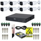 Kit supraveghere Dahua 8 camere 8MP 4K IR 40m, DVR 8 canale 8MP 4K Functii AI, accesorii + Autocolant Rovision SafetyGuard Surveillance
