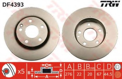 Disc frana MERCEDES A-CLASS (W169) (2004 - 2012) TRW DF4393 foto