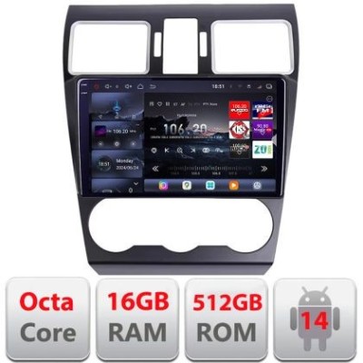 Navigatie Subaru Forester XV Qled 2K Octa Core 16+512 LTE 4G DSP Wifi 5Ghz android auto carplay radio gps internet kit-062-2019+EDT-E809-2K CarStore T foto