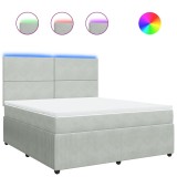 Cumpara ieftin Pat box spring cu saltea, gri deschis, 180x200 cm, catifea