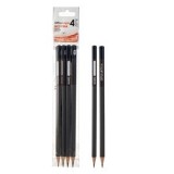 Set 4 Creioane HB din Lemn cu Etichetă Nume, Corp Gri - CMCLASS