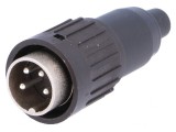 Mufă DIN 4 PIN dreptă pe cablu 300V 5A argintată