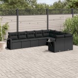 vidaXL Set mobilier de grădină cu perne, 9 piese, negru, poliratan 3252972
