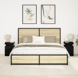 vidaXL Noptieră cu lumini LED, 2 buc., stejar negru, 35x39x55 cm