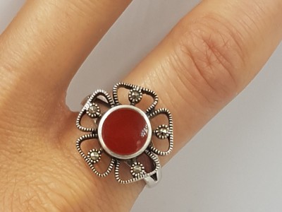 Superb inel vintage manufacturat din argint model deosebit floare foto