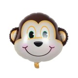 Balon din folie metalizata, flippy, mini figurine animalute, model maimutica, tematica aniversare, 42x42 cm, ambalaj individual, pai inclus, umflare c