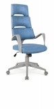 Scaun de birou ergonomic, tapitat cu piele ecologica Calypso Albastru / Gri, l62xA62xH117-127 cm