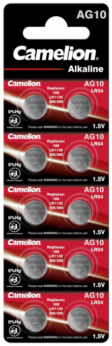 Baterii Ceas AG10 LR1130 G10 1.5V 80mAh Camelion Blister 10
