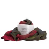 Cumpara ieftin Eșarfă Mătase Naturală Unisex Tropea, Dublă Față Kaki/Rubiniu, 185x65cm, Made in Italy