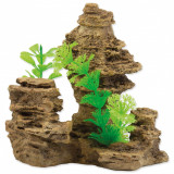 Decorațiune AQUA EXCELLENT Piatră cu plante 14 x 10,5 x 13 cm