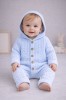 Salopeta bebelusi tricotata bleu cu gluga &ndash; calduroasa si moale (Marime, Superbaby