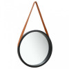 VidaXL Oglindă de perete cu o curea, 50 cm, negru