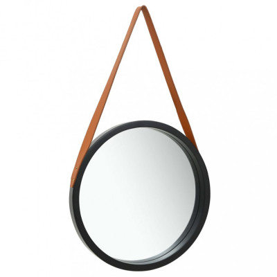 vidaXL Oglindă de perete cu o curea, 50 cm, negru foto