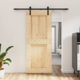 Cumpara ieftin Usa glisanta Natural si Negru 85 x 210 cm Lemn de Pin Solid