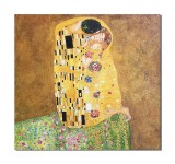 Cumpara ieftin Tablou GIGANT pictat manual, The Kiss - Sarutul, 100x100cm ulei pe panza, reproducere Gustav Klimt, Magistral