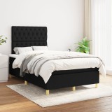 VidaXL Pat box spring cu saltea, negru, 120x200 cm, textil