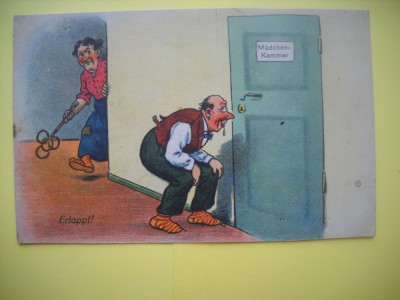 HOPCT 509 N CAMERA FETELOR...PRIN GAURA ..CHEII,,!!!-AIUSTRIA -CARICATURA VECHE-EUROPA --NECIRCULATA foto