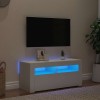 VidaXL Comodă TV cu lumini LED, alb, 90x35x40 cm