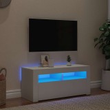 Comodă TV cu lumini LED, alb, 90x35x40 cm