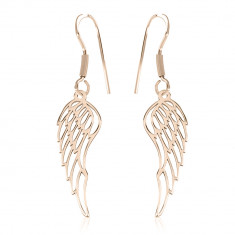 Angela - Cercei personalizati cu aripi si tortita deschisa din Argint 925 placat cu aur roz
