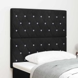 Cumpara ieftin Tablie LED cu benzi LED cu headboard Manual Negru 90 cm Catifea