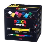 Set 8 Markere POSCA Mop, r PCM22 , Varf Buretat 3-19 mm pentru Efecte Creative