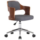 Cumpara ieftin Scaun de birou pivotant, gri, lemn curbat si material textil