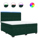 Cumpara ieftin Pat box spring cu saltea, verde inchis, 200x200 cm, catifea