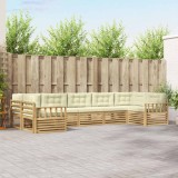 vidaXL Set canapele exterior gradina 7 piese lemn masiv acacia alb crem modern rezistent