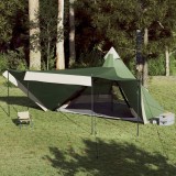 vidaXL Cort de familie Tipi pentru 8 persoane, verde, impermeabil