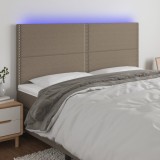 Cumpara ieftin Tăblie de pat cu LED, gri taupe, 180x5x118/128 cm, textil