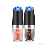 Set de 2 rasnite electrice Zzeleno cu suport din inox pentru piper sare condimente grosime reglabila alimentat cu baterii lumina LED functionare autom
