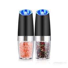 Set de 2 rasnite electrice Zzeleno cu suport din inox pentru piper sare condimente grosime reglabila alimentat cu baterii lumina LED functionare autom