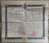 Diploma de licenta in Filosofie si Litere, in numele Majestatii Sale Regelui Carol al II-lea// Bucuresti, 1931