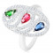 Inel din argint 925, contur din zirconiu oval, lacrimi mate, multicolore - Marime inel: 59