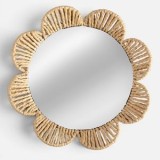 Oglindă de perete rotundă, ramă &icirc;mpletită formă de floare, &Oslash;29 cm, CMCLASS