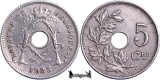1923, 5 Centimes - Albert I - Regatul Belgiei - inscripție franceză, Europa