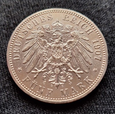 5 mark 1907 A Prusia Ag foto