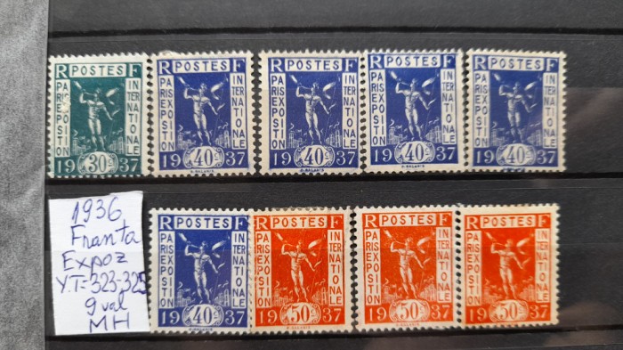 1936-Franta-YT322-325-Exp.Paris-p.set-9 val.-MH-YT=+15 E