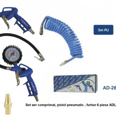 Set aer comprimat, pistol pneumatic , furtun 6 piese ADLER AD-26Z