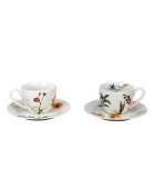 Set 2 cesti, 2 farfurioare portelan chinezesc 90 ml, 6 x 5 cm