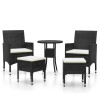 Set mobilier de gradina, 5 piese, negru, poliratan
