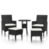Cumpara ieftin Set mobilier de gradina, 5 piese, negru, poliratan