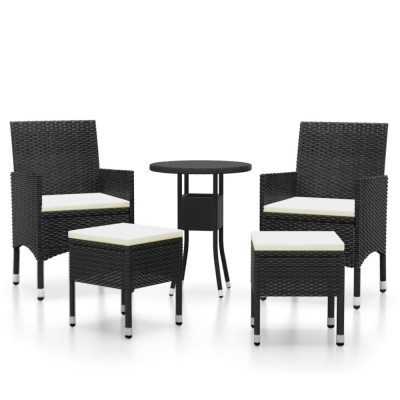 Set mobilier de gradina, 5 piese, negru, poliratan foto
