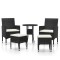 Set mobilier de gradina, 5 piese, negru, poliratan