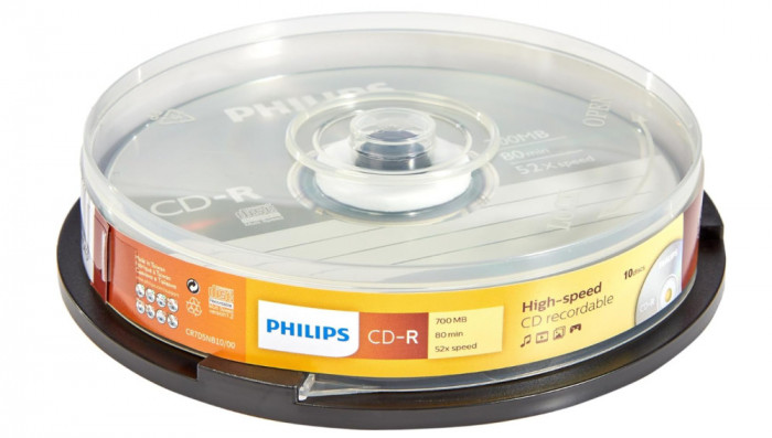 Set 10 CD-uri Philips CR7D5 NB10 00 CD-R Discuri goale 80 min 52x 700MB 10er Spindel - NOU
