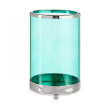 Suport pentru lumanare Cylinder, Gift Decor, 12.2 x 12.2 x 19.5 cm, metal/sticla, albastru/argintiu