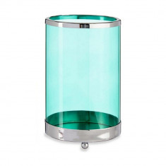 Suport pentru lumanare Cylinder, Gift Decor, 12.2 x 12.2 x 19.5 cm, metal/sticla, albastru/argintiu