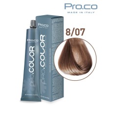 Vopsea de par profesionala PRO.COLOR 100 ml - Pro.Co - 8/07 TUTUN DESCHIS